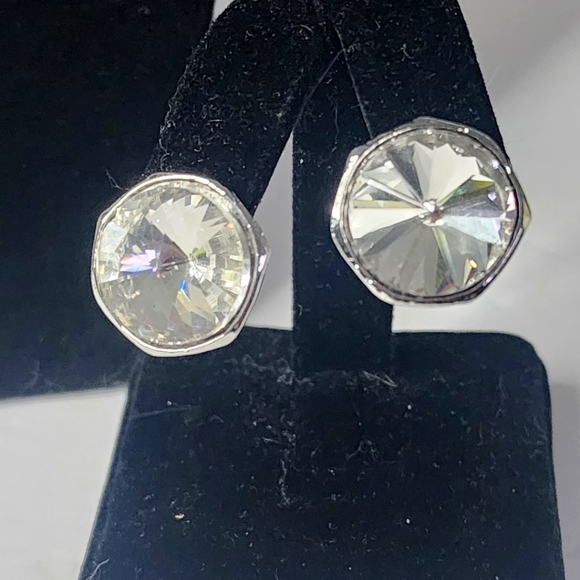 Statement Silver and Crystal Heart Choker Necklace Chain Tassel Earrings Set - Picture 7 of 11